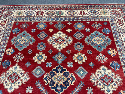 Red 9x12 Kazak Hand knotted Wool Rug # 14484