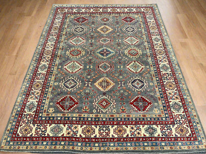 Silver Gray 9x12 Kazak Hand knotted Wool Rug # 14485