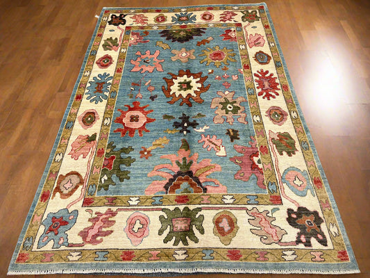 Oushak Light Blue 6X9 Handmade Wool Rug # 12225