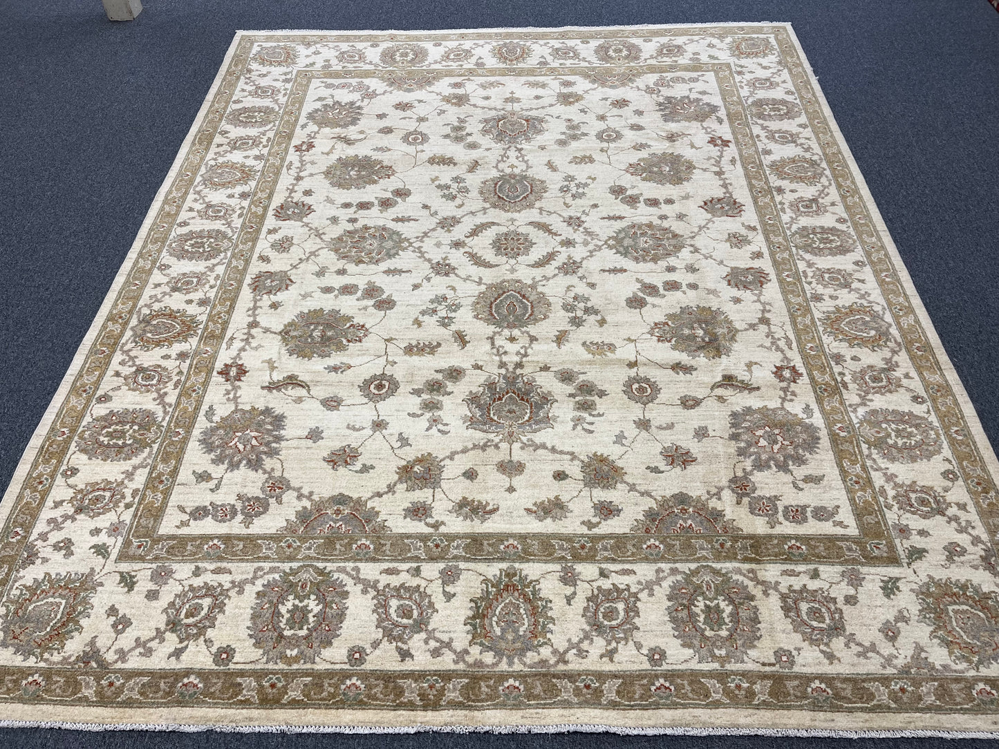 8X10 Chobi Beige/Ivory Handmade Wool Rug # 13246