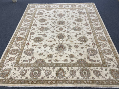 8X10 Chobi Beige/Ivory Handmade Wool Rug # 13246