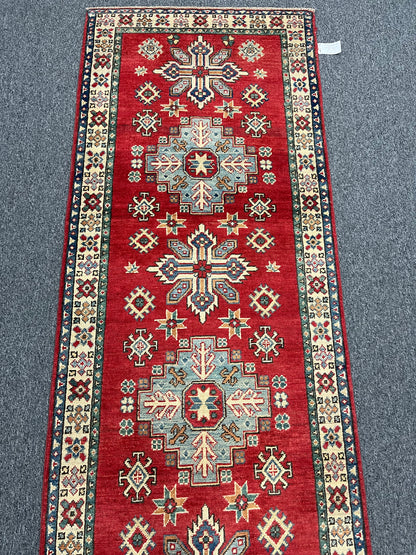 Kazak Runner Red 3'X10' Handmade Wool Rug # 10815