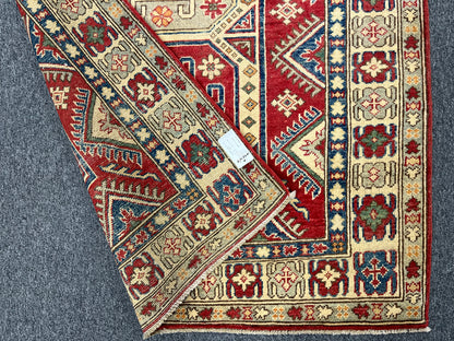 Geometric 4X6 Kazak Handmade Wool Rug # 9884