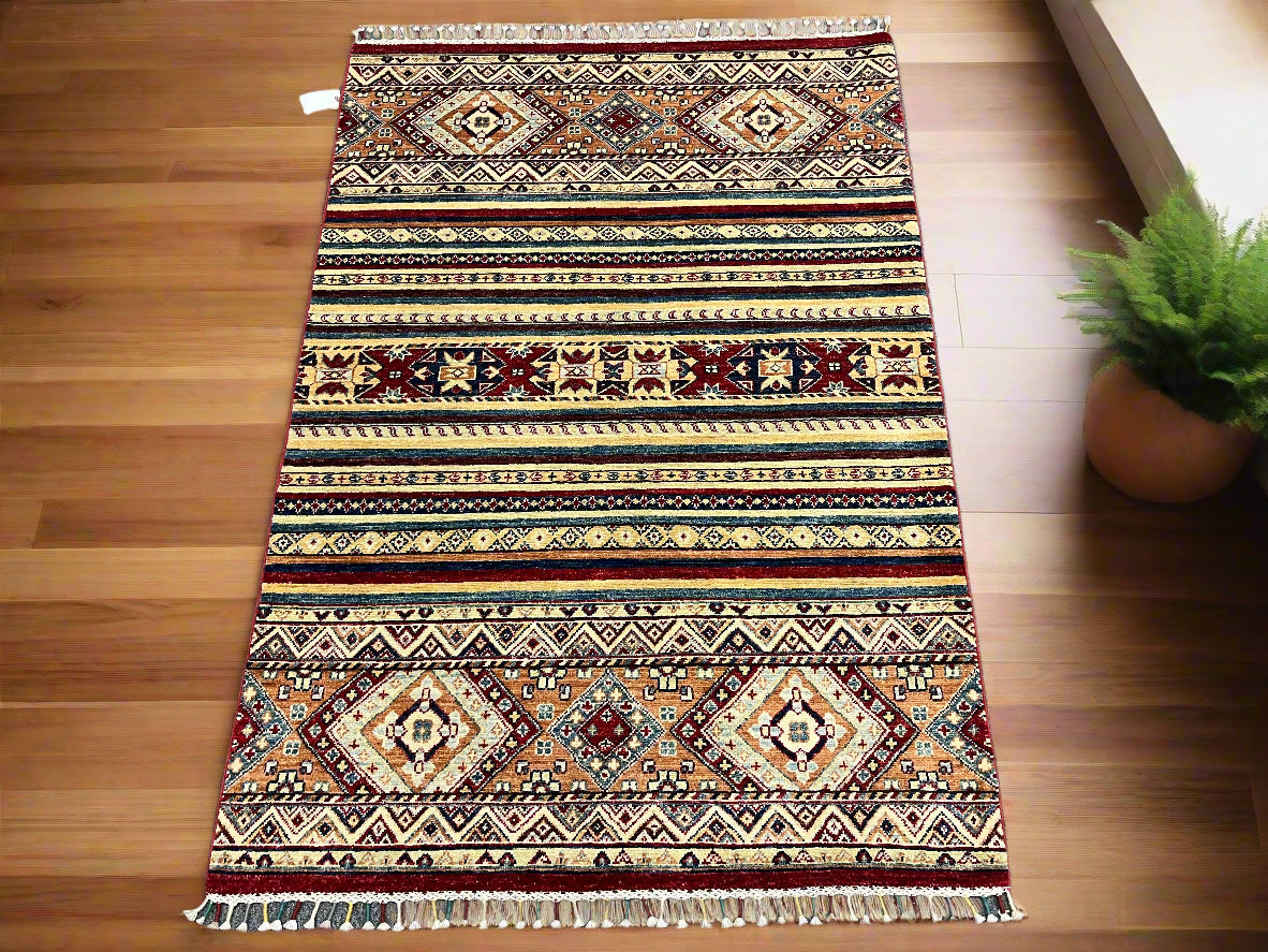 Tribal Khorjin 4X6 Handmade Wool Rug # 11310