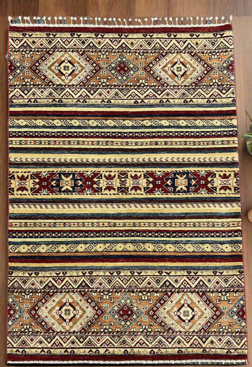 Tribal Khorjin 4X6 Handmade Wool Rug # 11310