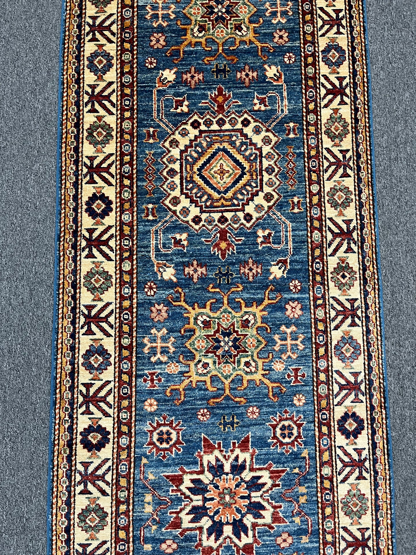 Runner Kazak Light Blue 2' 10"X 20' Handmade Wool Rug # 14602