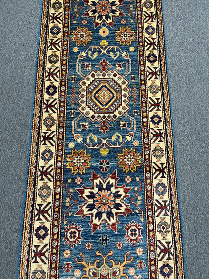 Runner Kazak Light Blue 2' 10"X 20' Handmade Wool Rug # 14602