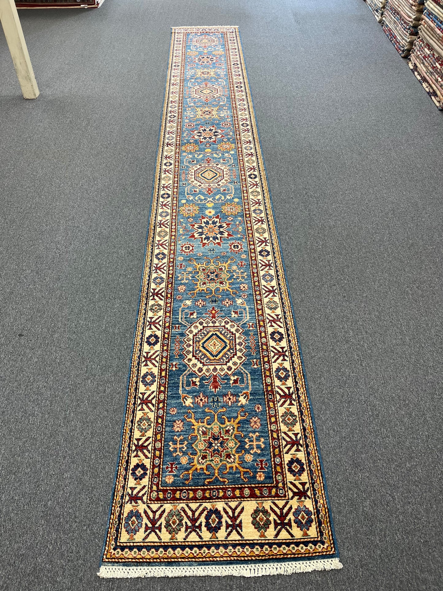 Runner Kazak Light Blue 2' 10"X 20' Handmade Wool Rug # 14602