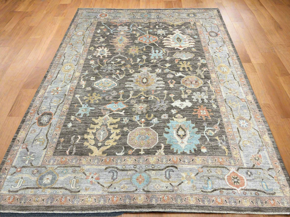 Oushak Gary 9X12 Handmade Wool Rug # 12204