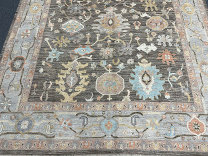 Oushak Gary 9X12 Handmade Wool Rug # 12204