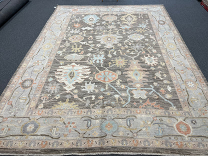 Oushak Gary 9X12 Handmade Wool Rug # 12204