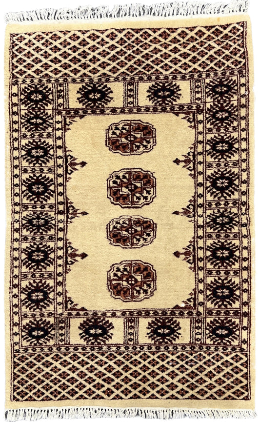 Geometric Bokhara 3X4 Handmade Wool Rug # 1-4