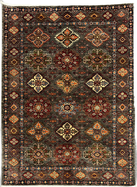 Silver Super Kazak 5X7 Handmade Wool Rug # 14591