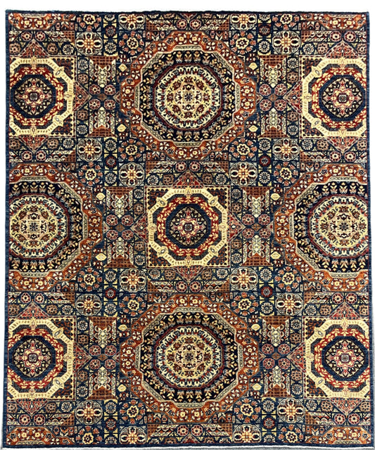 Mamluk 8X10 Navy Multicolor Handmade Wool Rug # 14575