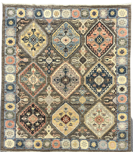 Gray Oushak 8X10 Handmade Wool Rug # 14597