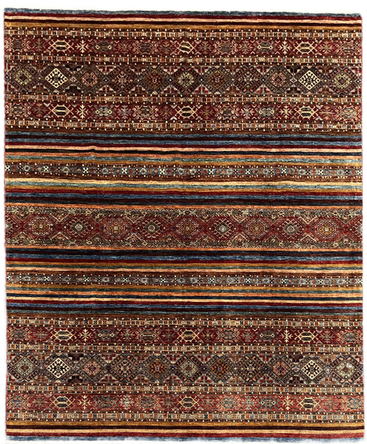 8X10 Khurjin Multicolor Handmade Wool Rug # 14565