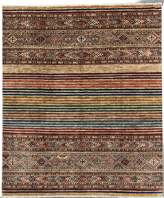 8X10 Khurjin Multicolor Handmade Wool Rug # 14564