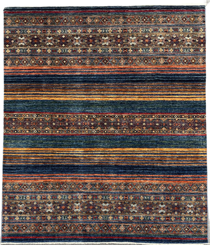 8X10 Khurjin Blue/Gray Handmade Wool Rug # 14563