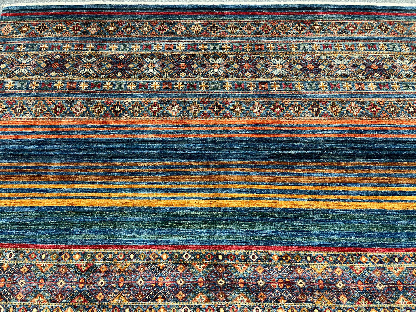 8X10 Khurjin Blue/Gray Handmade Wool Rug # 14563