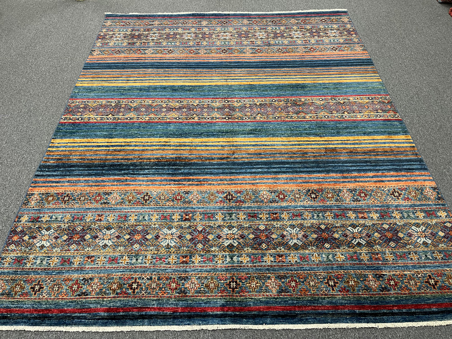 8X10 Khurjin Blue/Gray Handmade Wool Rug # 14563