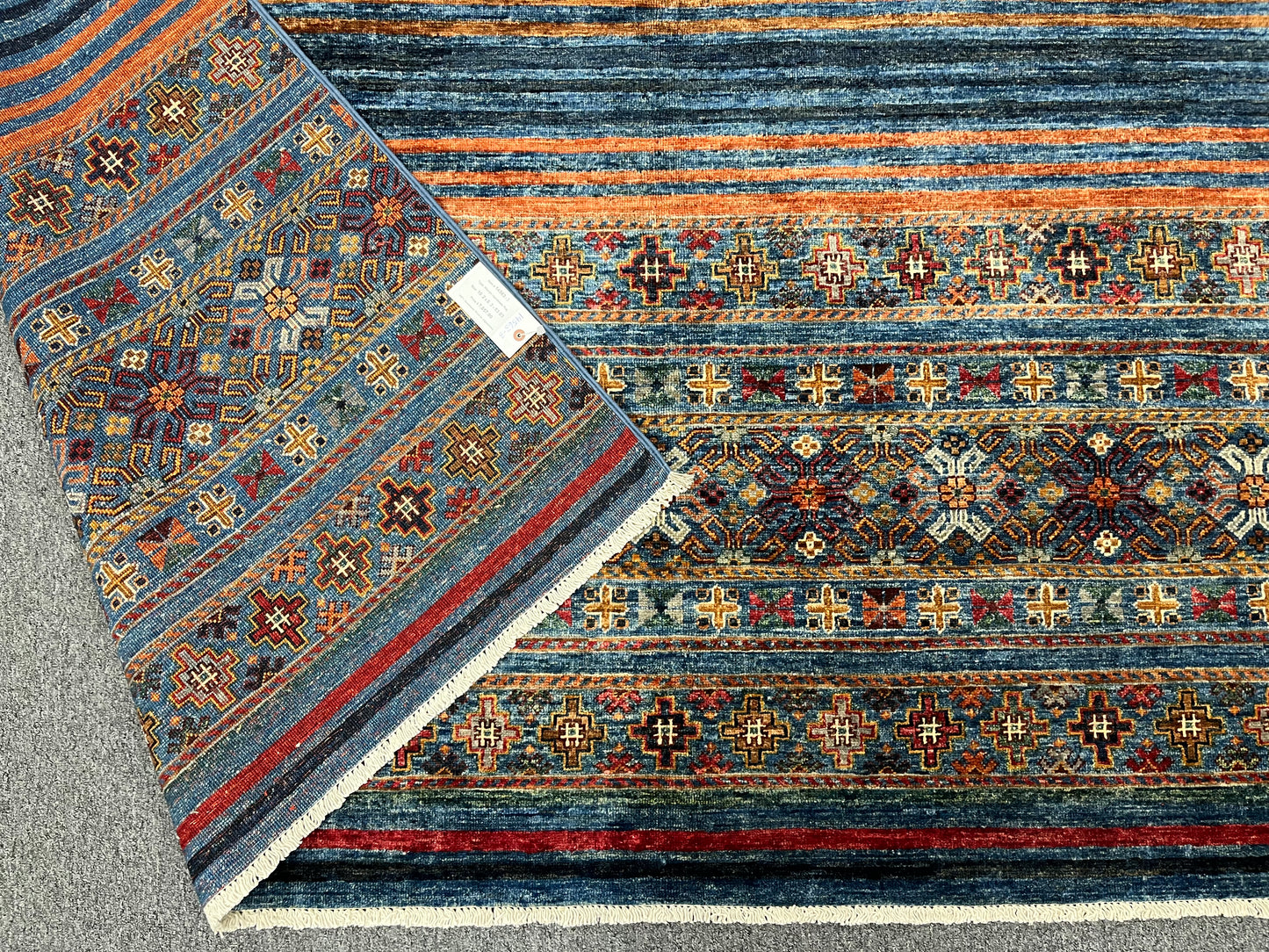 8X10 Khurjin Blue/Gray Handmade Wool Rug # 14563