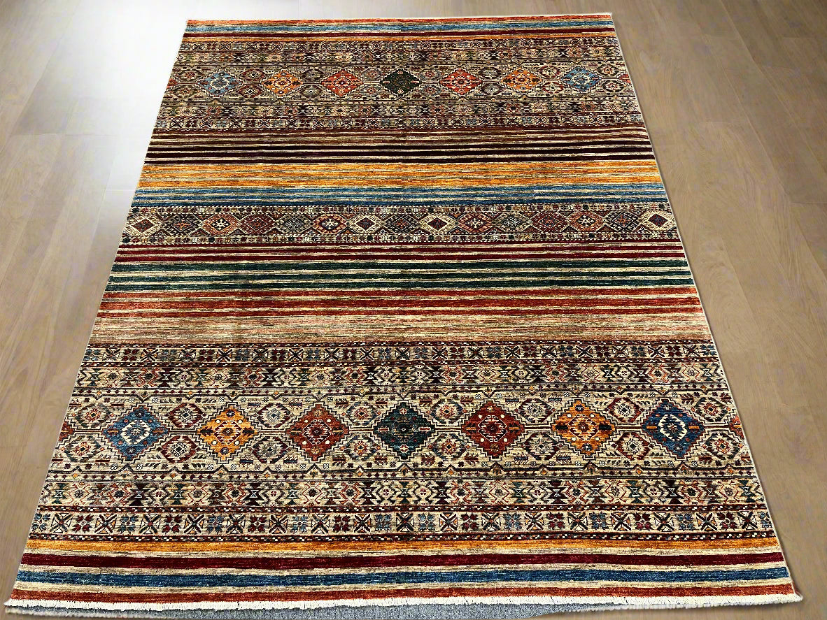 8X10 Khurjin Multicolor Handmade Wool Rug # 14567