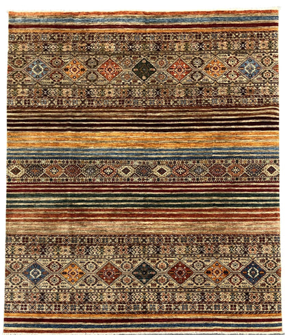 8X10 Khurjin Multicolor Handmade Wool Rug # 14567