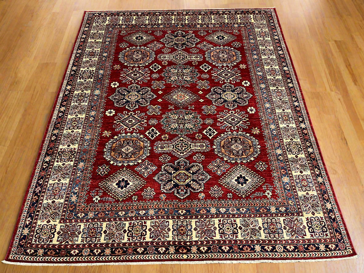 Super Kazak Red 8X10 Handmade Wool Rug # 14568