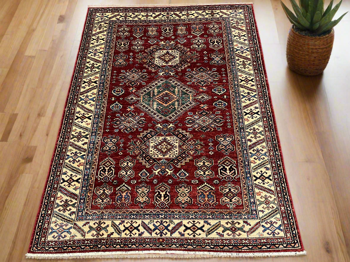 Super Kazak 6X8 Handmade Wool Rug # 14569