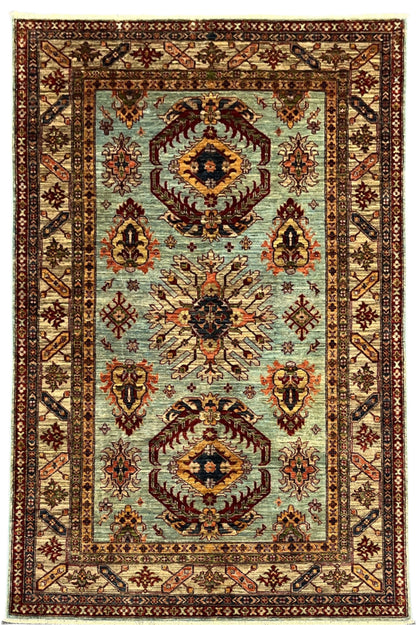 Super Kazak Light Blue 6X8 Handmade Wool Rug # 14573