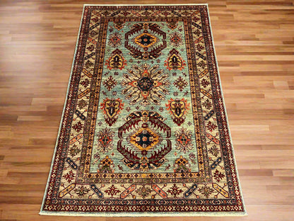 Super Kazak Light Blue 6X8 Handmade Wool Rug # 14573