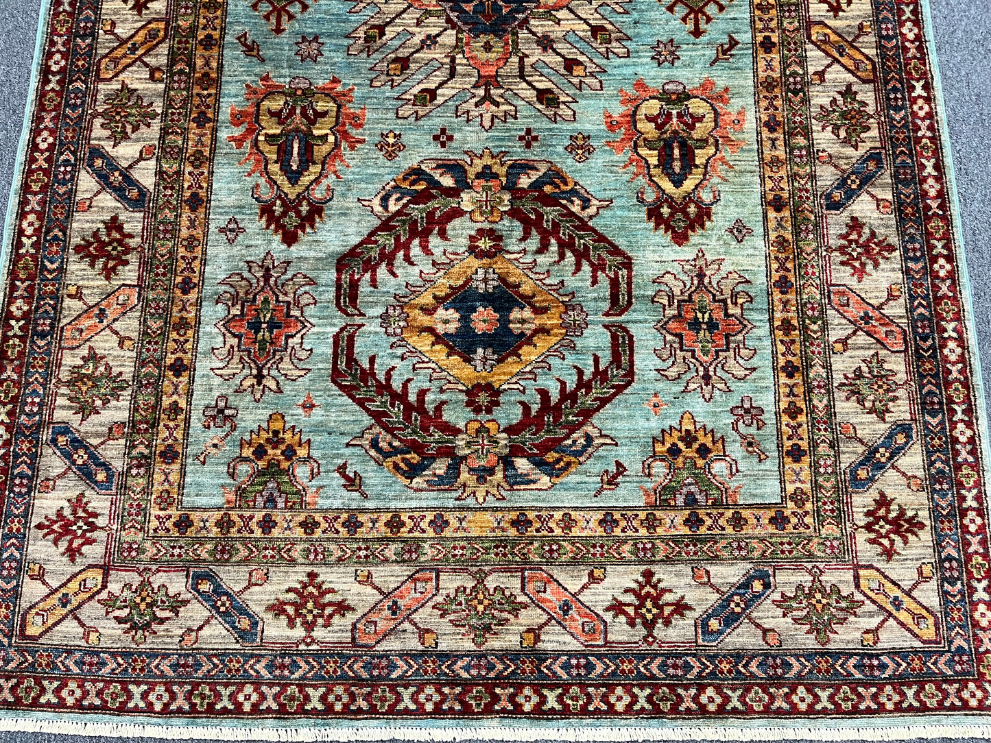 Super Kazak Light Blue 6X8 Handmade Wool Rug # 14573