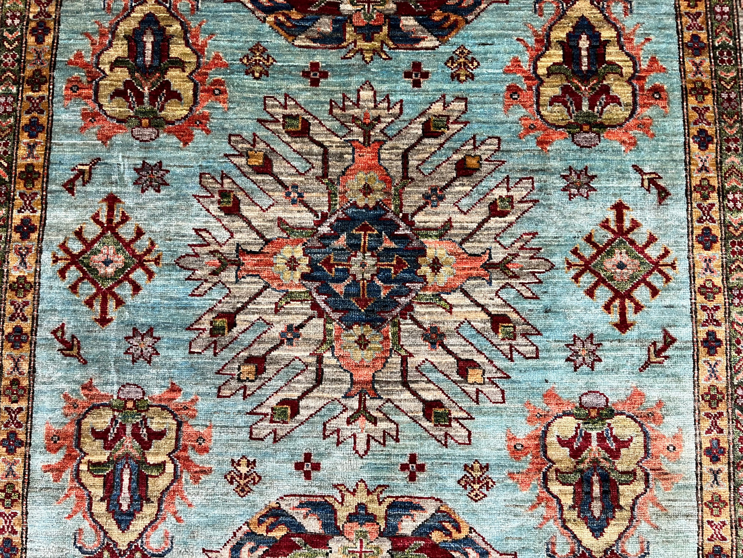 Super Kazak Light Blue 6X8 Handmade Wool Rug # 14573