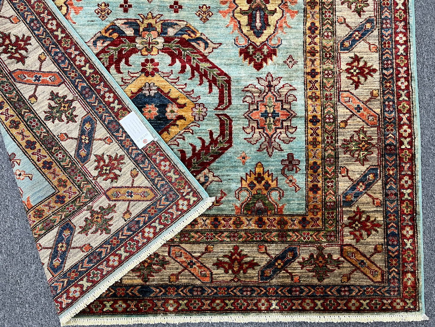 Super Kazak Light Blue 6X8 Handmade Wool Rug # 14573