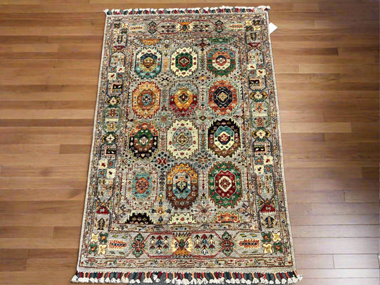 3X5 Tribal Geometric Handmade Wool Rug # 14024