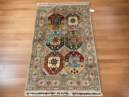 Tribal Afghan 3X5 Handmade Wool Rug # 14030