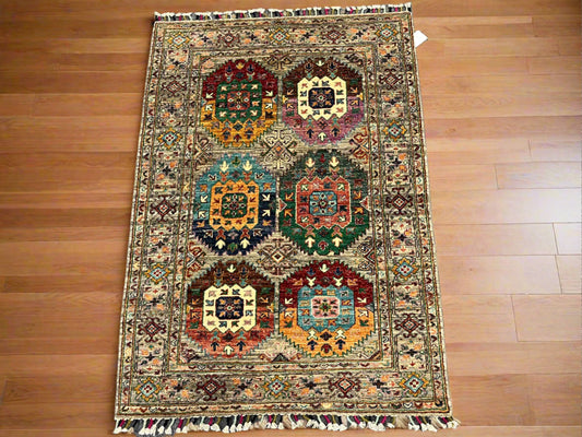 Tribal Afghan 3X5 Handmade Wool Rug # 14028