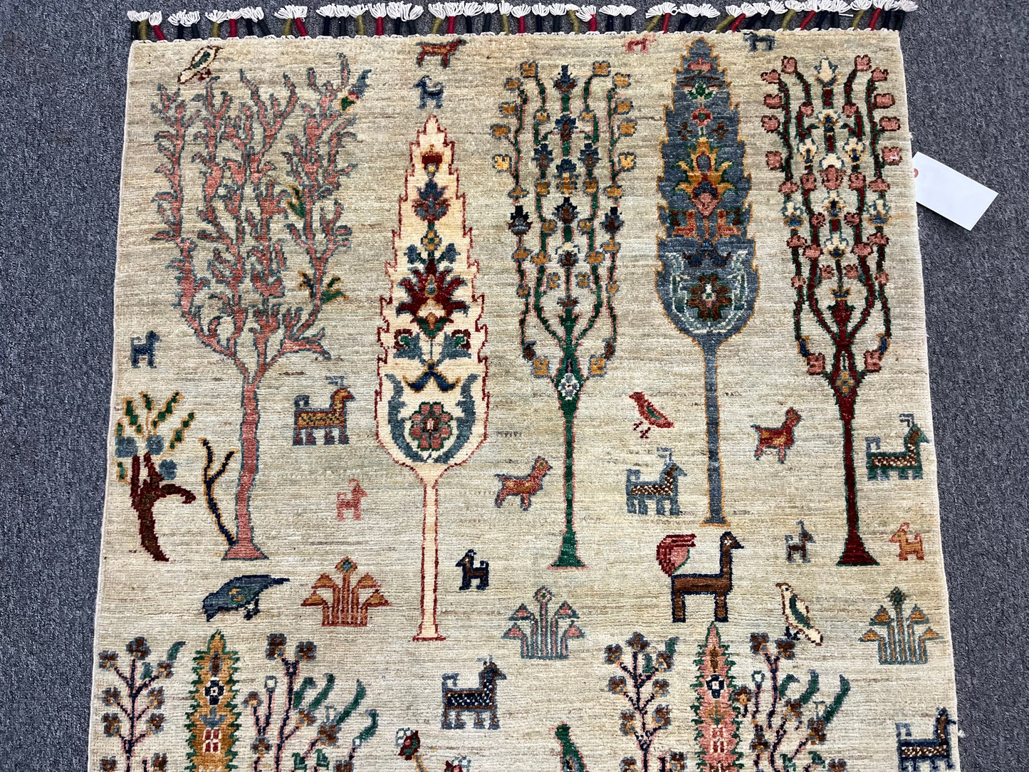 3X5 Beige Tree Of Life Handmade Wool Rug # 14098