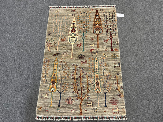 3' X 5' Tribal Tree of Life Handmade Wool Rug # 14016