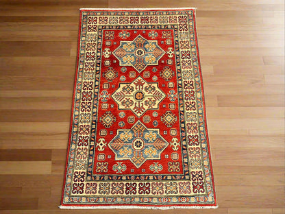 3 X 5 Fine Kazak handmade Wool Rug # 13874