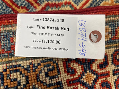 3 X 5 Fine Kazak handmade Wool Rug # 13874