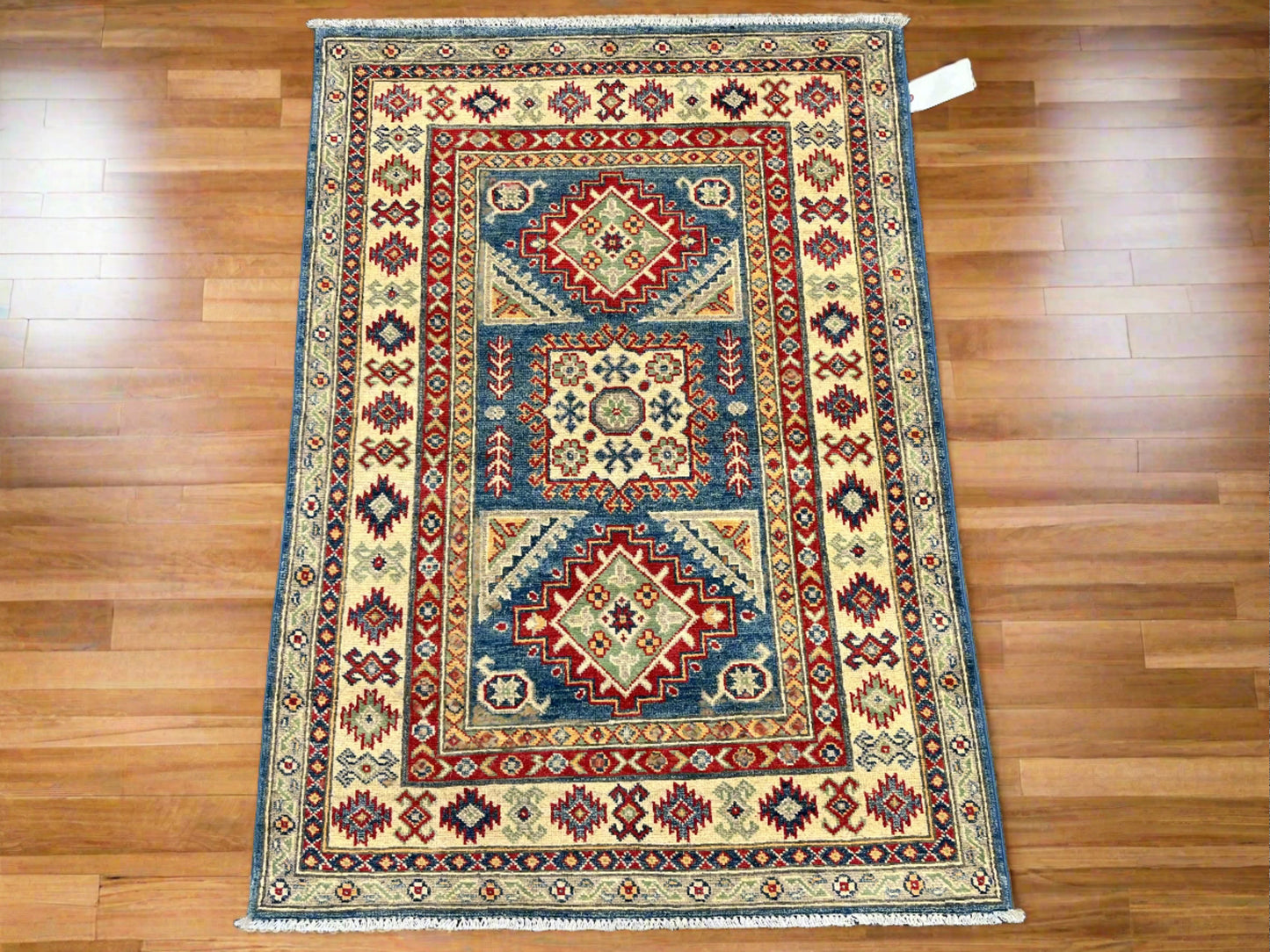 3 X 5 Kazak Blue Handmade Wool Rug # 13876