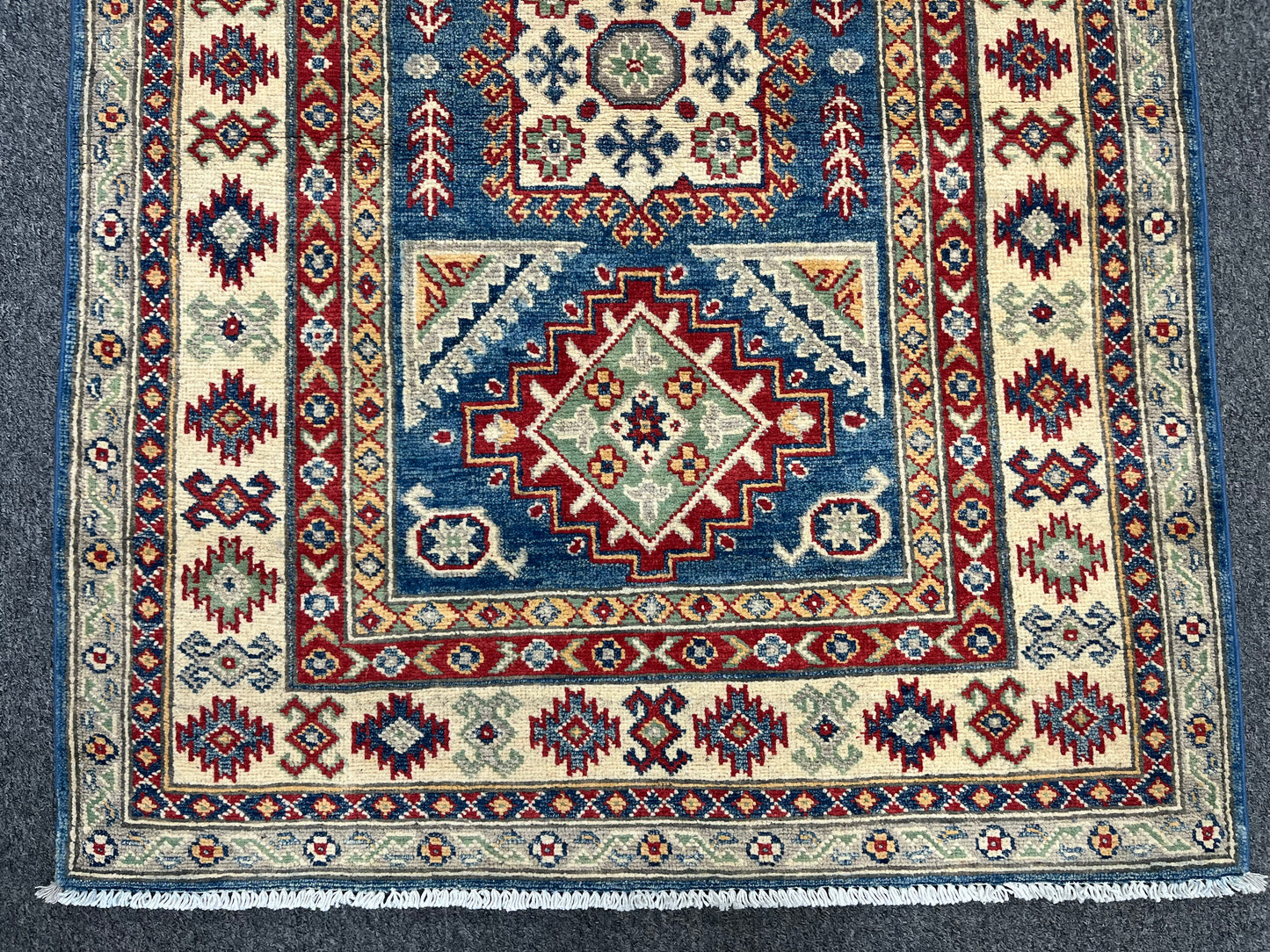 3 X 5 Kazak Blue Handmade Wool Rug # 13876