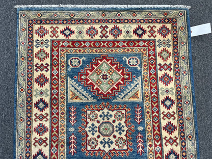 3 X 5 Kazak Blue Handmade Wool Rug # 13876