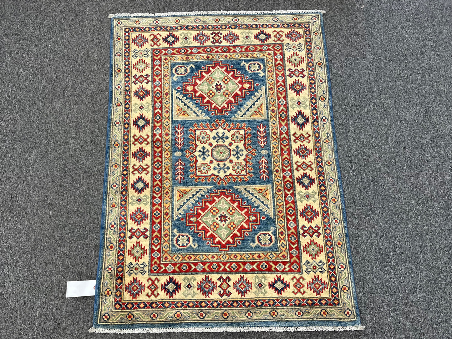 3 X 5 Kazak Blue Handmade Wool Rug # 13876