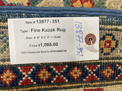 3 X 5 Kazak Handmade Wool Rug # 13877