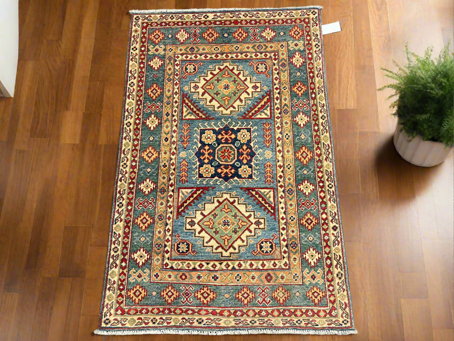 Kazak 3X5 Handmade Wool Rug # 13873