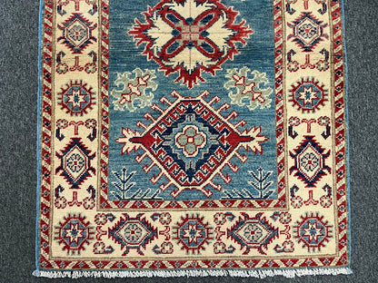 Kazak 3X4 Light Blue Handmade Wool Rug # 13870