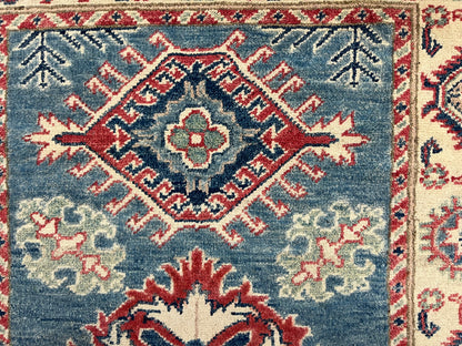 Kazak 3X4 Light Blue Handmade Wool Rug # 13870