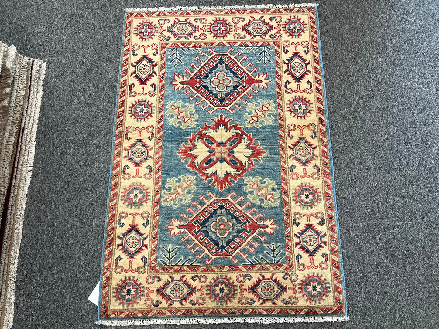 Kazak 3X4 Light Blue Handmade Wool Rug # 13870